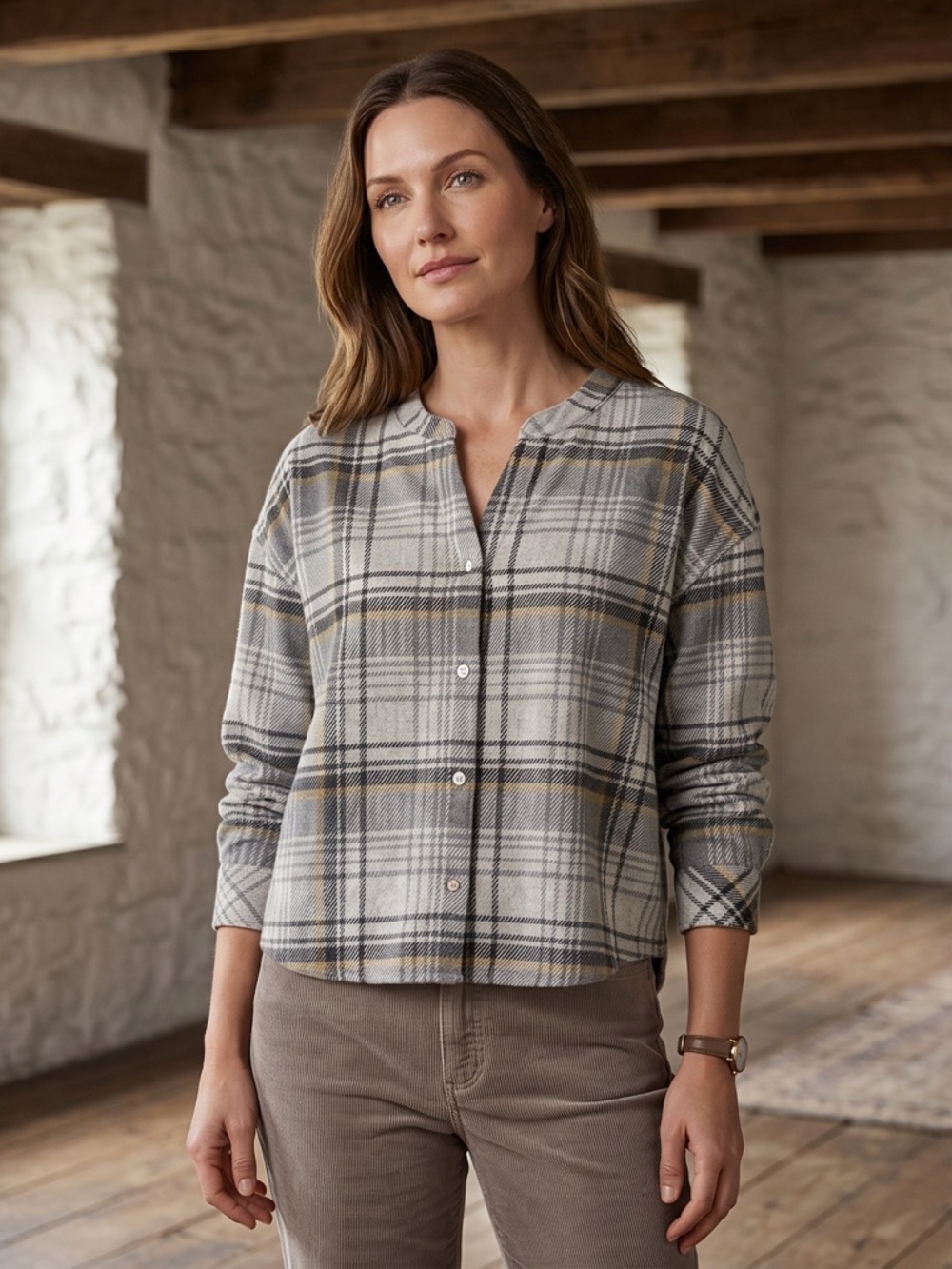 Thread & Supply Plaid Button-Down Shirt Perfectly Effortless Cozy Cabin Core